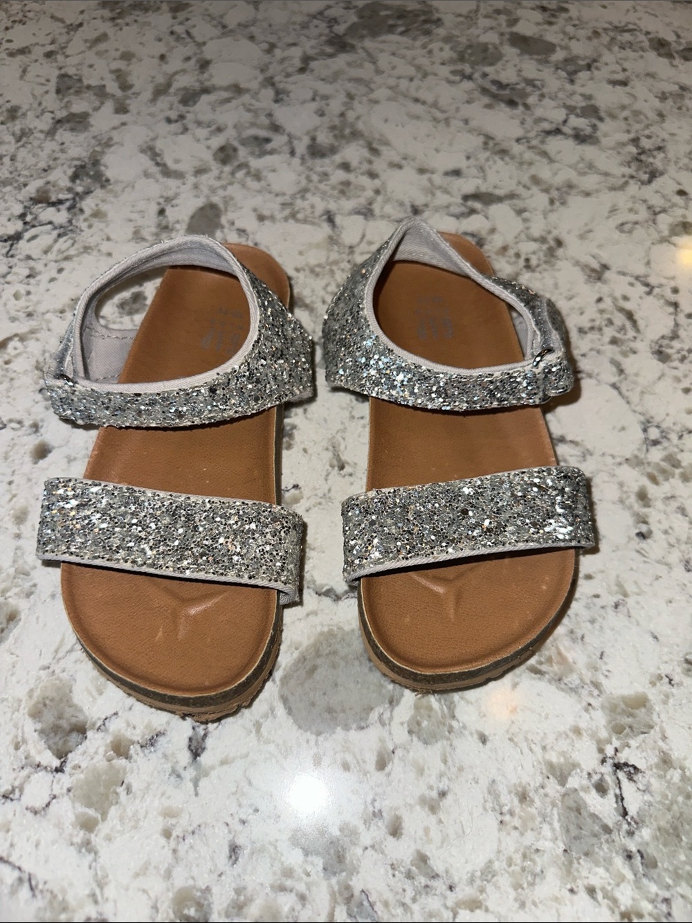 GAP Silver Glitter Double-Strap Kids Sandals. Size 10